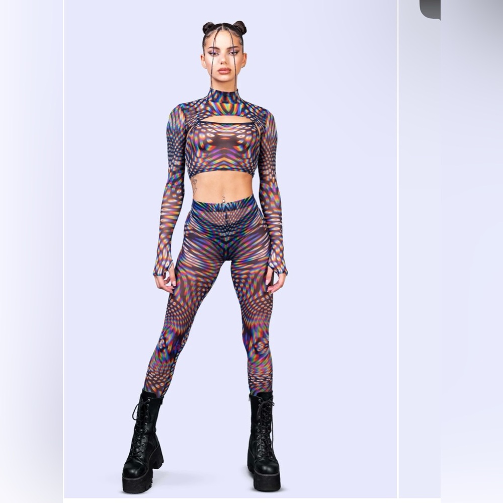 Three piece mesh rave outfit by BADINKA